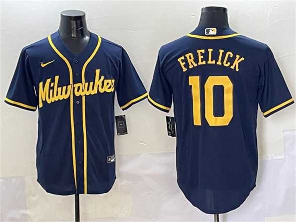 Men's Milwaukee Brewers #10 Sal Frelick Navy Cool Base Stitched Jersey,We sell and wholesale Men's Milwaukee Brewers #10 Sal Frelick Navy Cool Base Stitched Jersey on line form chian!